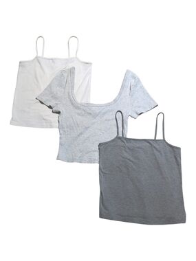 Wild Fable Gray & White Cami & Universal Thread Ribbed Crop- Target Bundle Of 3